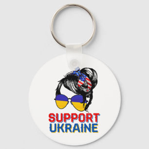 Porte-clés Chemise de soutien à l'Ukraine Femme Drapeau Améri