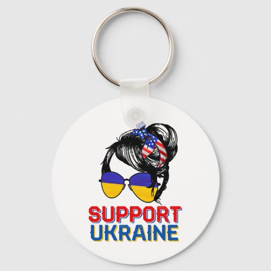 Porte-clés Chemise de soutien à l'Ukraine Femme Drapeau Améri (Recto)