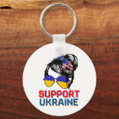 Porte-clés Chemise de soutien à l'Ukraine Femme Drapeau Améri (Recto)