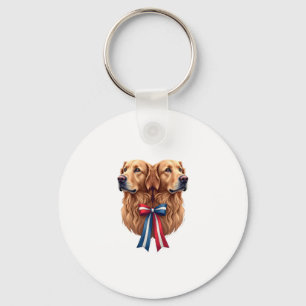 Porte-clés Chemise double portrait de Golden Retriever patrio
