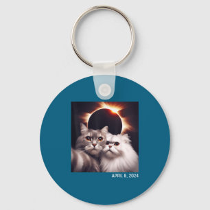 Porte-clés Chemise Éclipse de Chat 2024 Drôle Éclipse Solaire