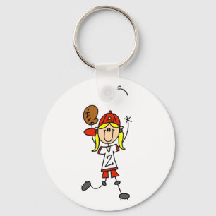 Porte-clés Chemise et Cadeaux Fille Attrapant un Baseball