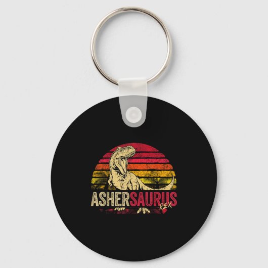 Porte-clés Chemise garçons Asher Saurus Dinosaure Rex Nom (Recto)