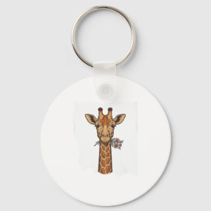 Porte-clés Chemise Girafe Gravée Vintage Avec Fleurs_1