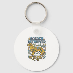Porte-clés Chemise Golden Retriever avec art vintage pour ama