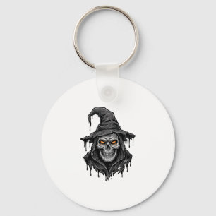 Porte-clés Chemise Halloween Chapeau De Sorcière Crâne Gravur