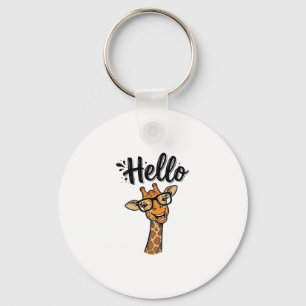 Porte-clés Chemise Hello Giraffe Gravure Vintage Animal Migno