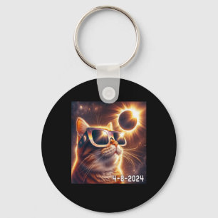 Porte-clés Chemise Solaire 2024 Eclipse portant des lunettes