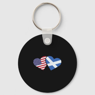 Porte-clés Chemise T-shirt Drapeau Ecosse Usa Cœur Écossais A
