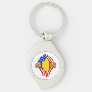 Porte-clés Chemise T-Shirt Roumanie - Sang roumain - Drapeau
