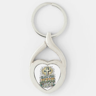 Porte-clés Chemise vintage de croix chrétienne Glow For Jesus