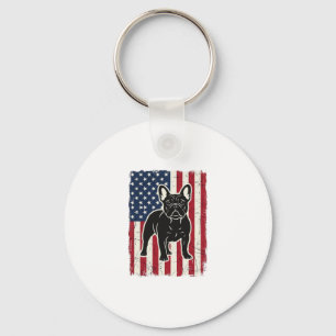 Porte-clés Chemise vintage drapeau patriotique Bouledogue fra