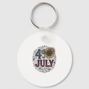 Porte-clés Chemise vintage fleur de tournesol patriotique du 