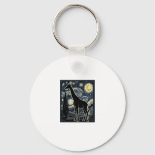 Porte-clés Chemise vintage gravure girafe nuit étoilée_1