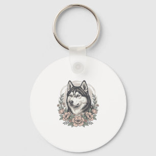 Porte-clés Chemise vintage Husky Floral Portrait Design_1