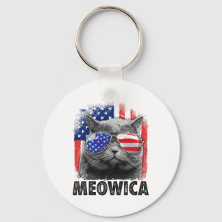 Porte-clés Chemises 4 juillet Chat Meowica Merica Hommes État