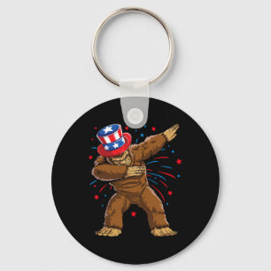 Porte-clés Chemises Bigfoot 4 juillet Sasquatch Drapeau Améri