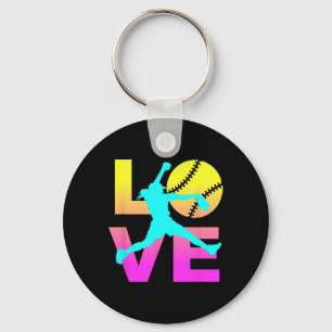 Porte-clés Chemises de softball pour filles amour