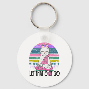 Porte-clés Chemises drôles de chat Kitty méditant Laissez all