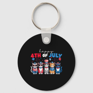 Porte-clés Chemises drôles de chats fiers joyeux 4 juillet po