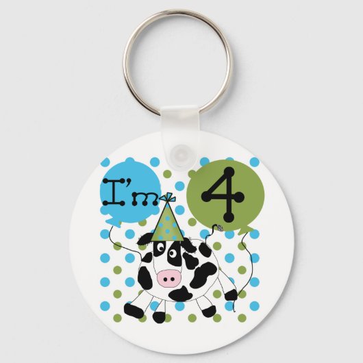 Porte-clés Chemises et cadeaux Blue Cow 4th Birthday (Recto)