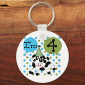 Porte-clés Chemises et cadeaux Blue Cow 4th Birthday (Recto)