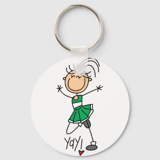 Porte-clés Chemises et cadeaux Pom-pom girl verts (Recto)