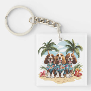 Porte-clés Chemises hawaïennes pour chiens Basset Hound