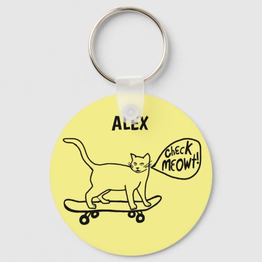 Porte-clés Chèque amusant MEOWT Skateboard Cat CUSTOM (Recto)
