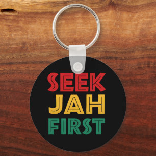 Porte-clés Cherchez d'abord Jah Couleurs rastafariennes regga