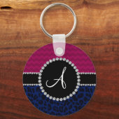 Porte-clés Cherons de prune léopard bleu marine monogramme (Recto)