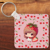 Porte-clés cherries Pattern Pink & Red (Recto)