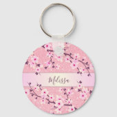 Porte-clés Cherry Blossoms Parties scintillant rose Ajouter u (Verso)