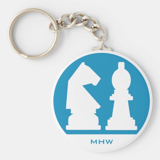 Porte-clés CHESS monogramme personnalisé et porte - clés coul (Devant)