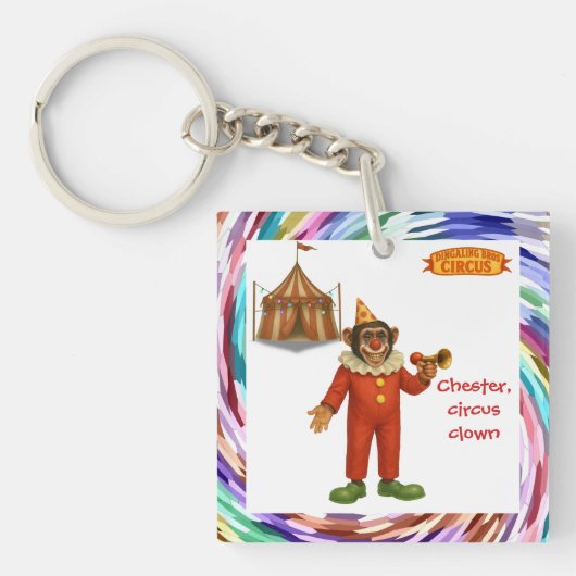 Porte-clés Chester le clown chimpanzé (Devant)