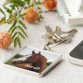 Porte-clés Chestnut Horse with Blaze Personalized Keychain (Côté)