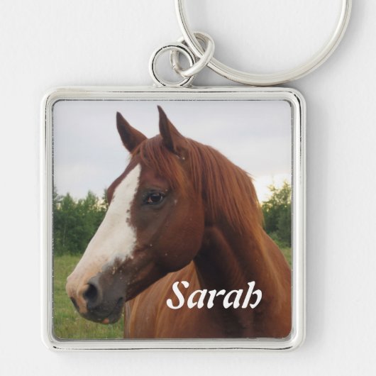 Porte-clés Chestnut Horse with Blaze Personalized Keychain (Devant)