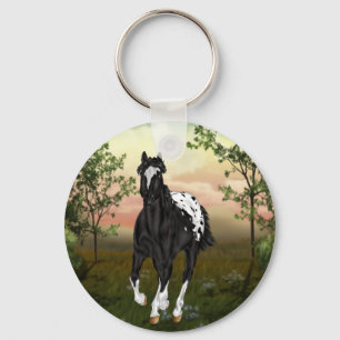 Porte-clés Cheval Appaloosa Noir en Course