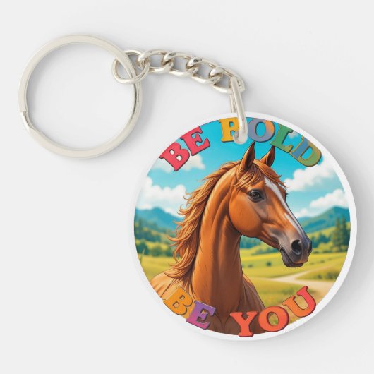 Porte-clés Cheval avec citation motivationnelle (Devant)