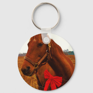 Porte-clés Cheval avec un ruban rouge