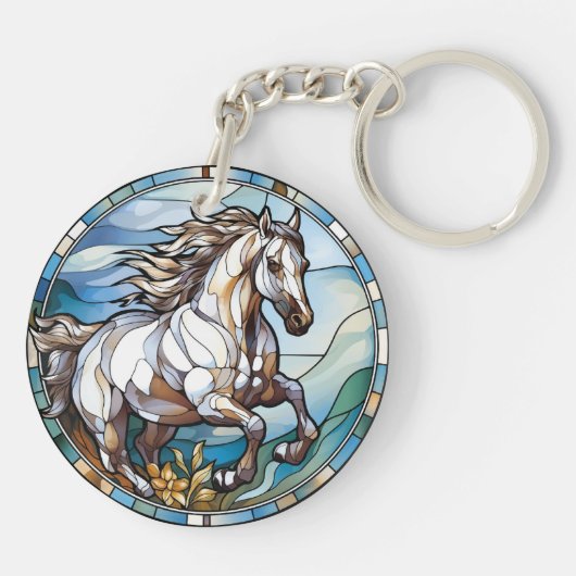 Porte-clés Cheval blanc en verre doux (Dos)
