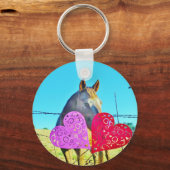 Porte-clés Cheval blanc et Brown Valentine Coeurs (Recto)