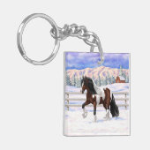 Porte-clés Cheval Brougeot Gitan Pinto De Baie À Neige (Devant gauche)