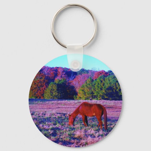 Porte-clés Cheval Brown en Grass violet (Recto)