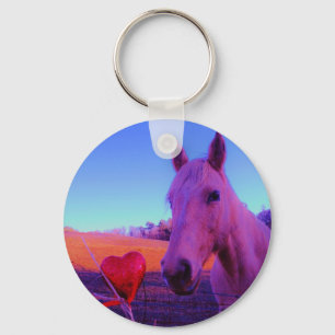 Porte-clés Cheval Brown et Coeur Rouge
