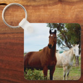 Porte-clés Cheval Brown Et Mare Blanche, (Recto)