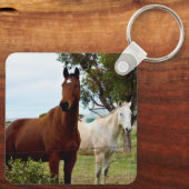 Porte-clés Cheval Brown Et Mare Blanche, (Verso)