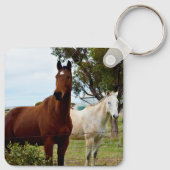 Porte-clés Cheval Brown Et Mare Blanche, (Dos)