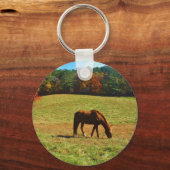 Porte-clés Cheval Brown rouge dans les arbres d'automne (Recto)