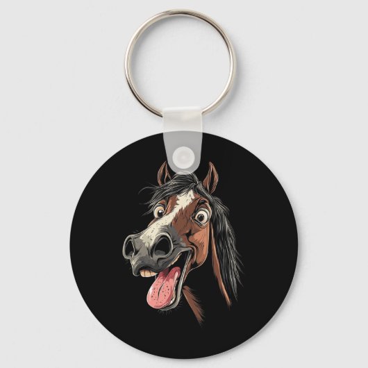 Porte-clés Cheval cool Montrant Langue Chevaux Équitation À C (Recto)